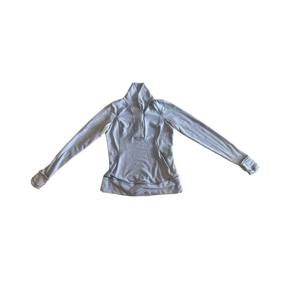 10 Lululemon Runderful 1/2 Zip Mini Check Pique White Heathered Slate Pullover - Picture 1 of 5